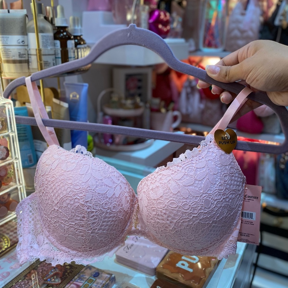 NEW Juicy Couture Lace Push-Up Bra in Pink Sz 36 C